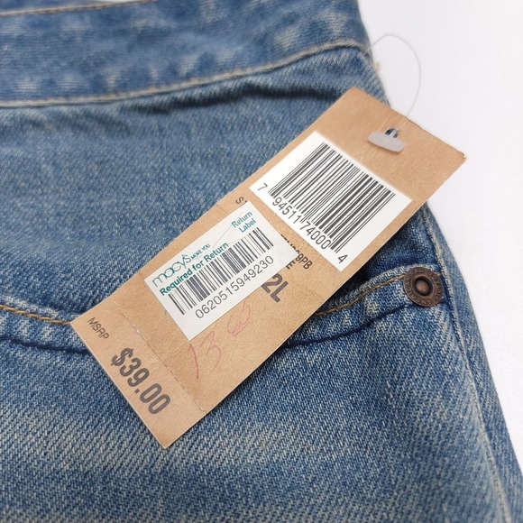 Vintage 90s American Rag Mens Blue Denim Jeans 34x32 Low Rise Boot Button Fly - Picture 5 of 10